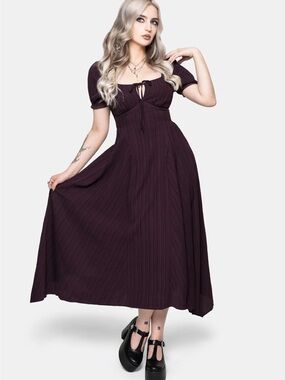 Disturbia Plum Tie-Front Midi Dress